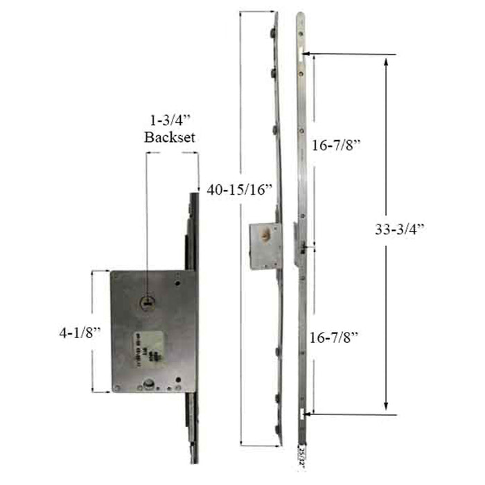 Sentinel 3-Point Sliding Door Lock – 45mm Backset, Stainless Steel