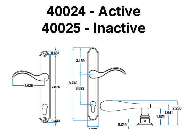 Inactive Multipoint Trim with Half Cylinder – 1-3/4" Door