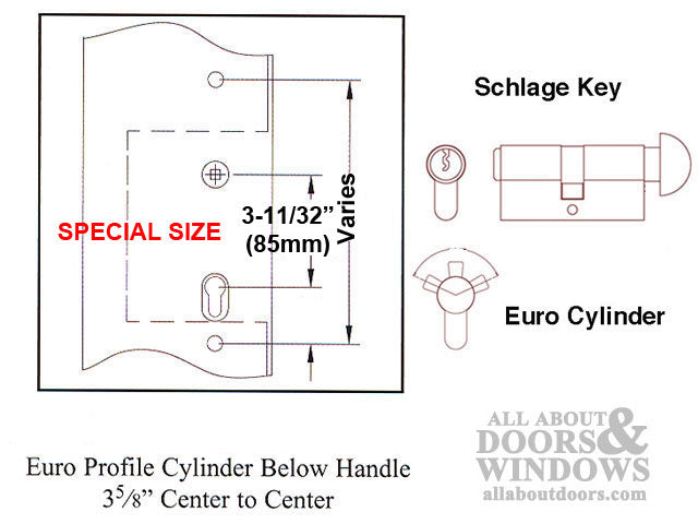 Lever Handleset Trim for Pella/Cifial Single Point Lock – 85mm PZ, Satin Nickel
