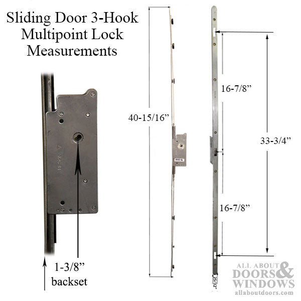 Sentinel Multipoint Sliding Door Lock – 35mm Backset, 3 Hooks, Stainless Steel