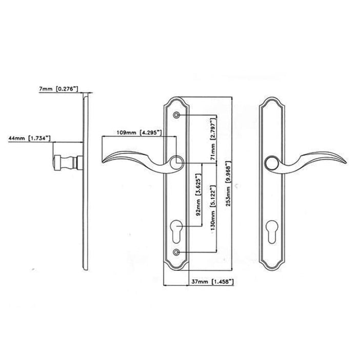 Winkhaus Traditional Multipoint Handleset – Keyed Below, PVD Polished Brass