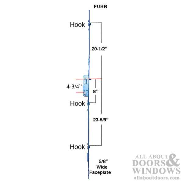 Fuhr 3-Hook Sliding Patio Door Lock for 6' 8" Doors – 35mm Backset, 120mm PZ