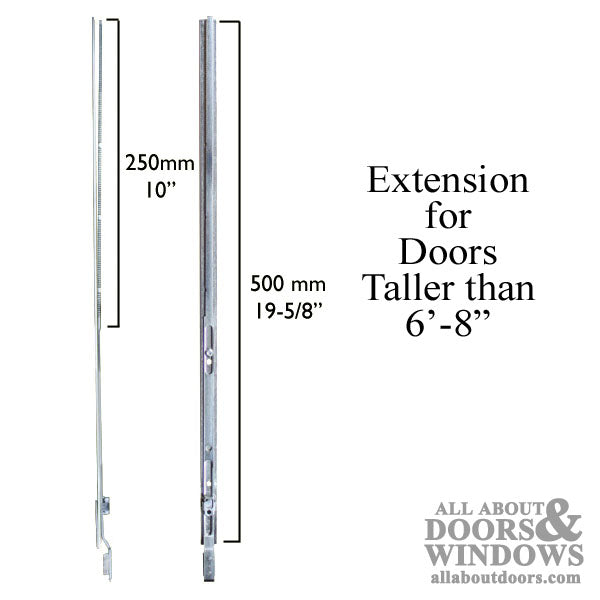 Ferco Shootbolt Extension for Doors Over 81" – 500mm Length, 16mm Faceplate