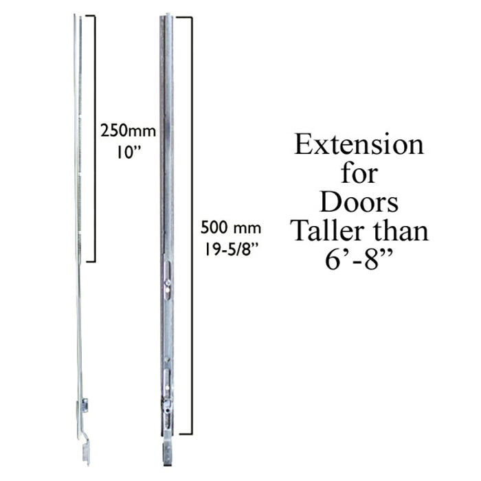 Ferco Shootbolt Extension for Doors Over 81" – 500mm Length, 16mm Faceplate