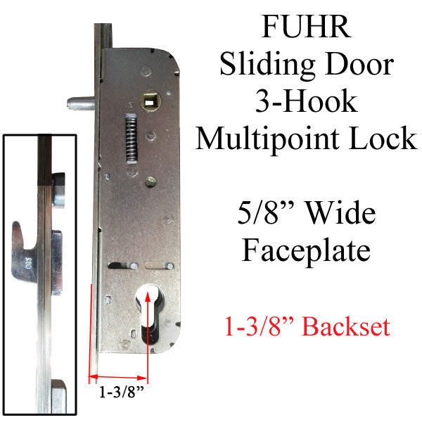 Fuhr 3-Hook Sliding Patio Door Lock for 6' 8" Doors – 35mm Backset, 120mm PZ