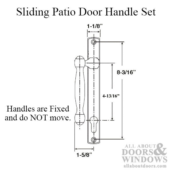 Fuhr Sliding Patio Door Dummy Handle Set – L Style, Antique Brass