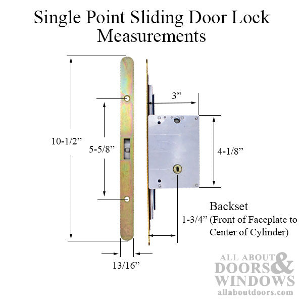 Single Point Sliding Door Lock – 45mm Backset, 20mm Faceplate