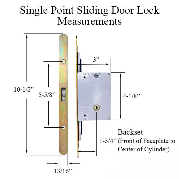 Single Point Sliding Door Lock – 45mm Backset, 20mm Faceplate