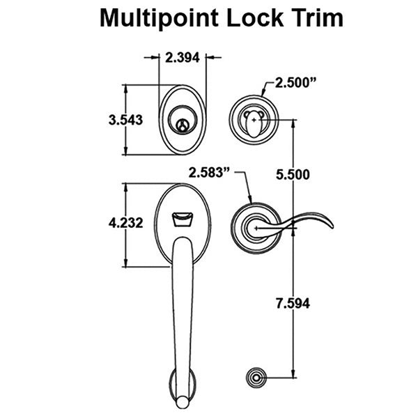 Multipoint Lock Handleset for Rockwell Tongue Systems – 5-1/2" Bore Spacing