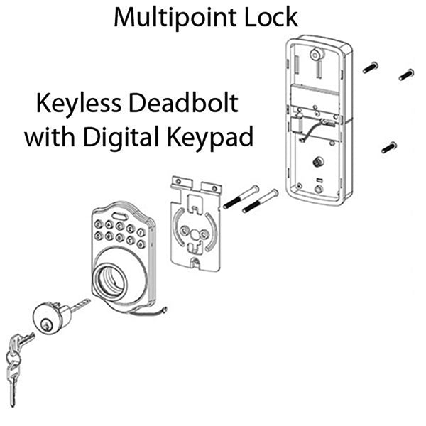 Digital Keypad Deadbolt for 72 Series Triple Latch Multipoint Locks – Satin Nickel