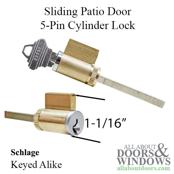 Schlage Keyed Cylinder for Sliding Doors – SC-1 Keyway, Keyed Alike