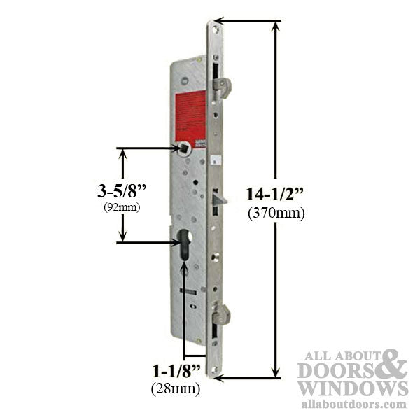 Winkhaus 2-Hook Multipoint Lock for Sliding Patio Doors – 28mm Backset, 92mm PZ