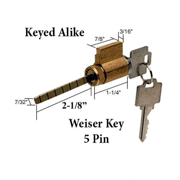 Sliding Glass Door Lock Cylinder – Semi-Restricted Keyway, Keyed Alike
