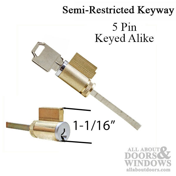 Sliding Glass Door Lock Cylinder – Semi-Restricted Keyway, Keyed Alike