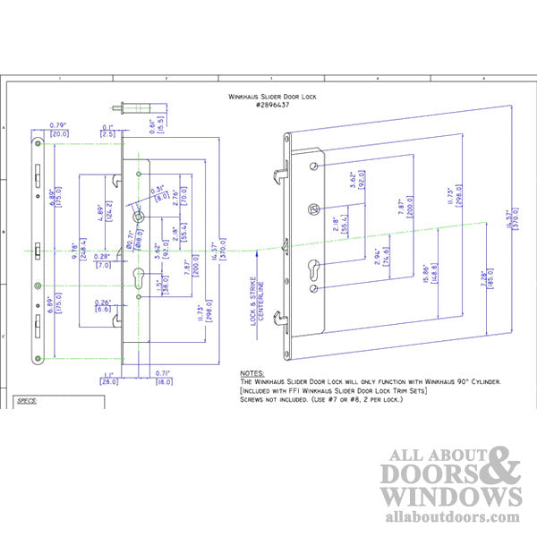 Winkhaus 2-Hook Multipoint Lock for Sliding Patio Doors – 28mm Backset, 92mm PZ