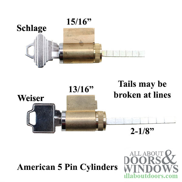 Schlage Keyed Cylinder for Sliding Doors – SC-1 Keyway, Keyed Alike