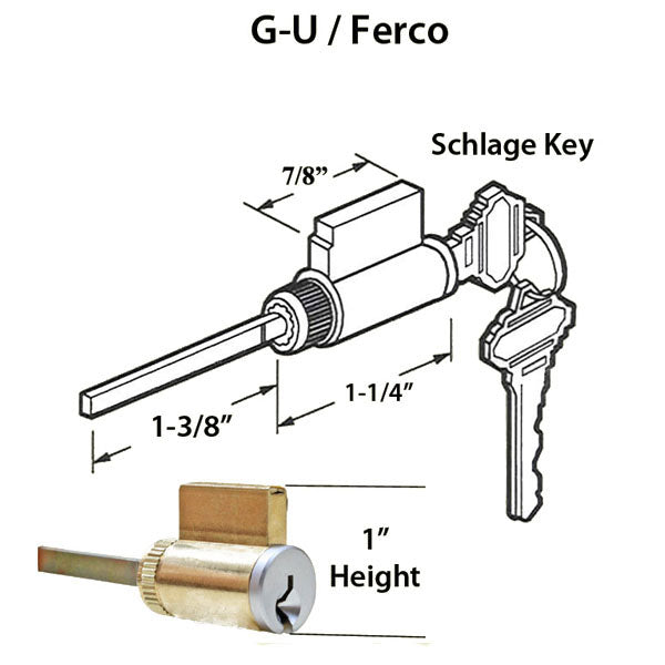 American Cylinder with Flat Tail Piece – 2-1/2" Length