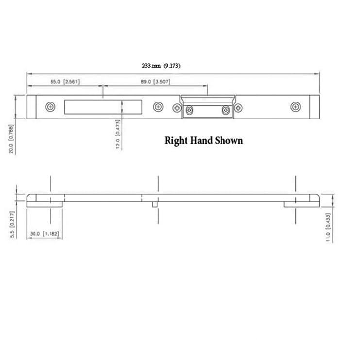 G-U Ferco Raised Latch and Deadbolt Strike – Right Hand, 9-3/16" Length