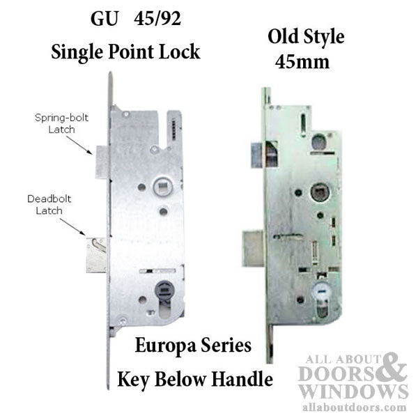 GU Monolock Single Point Mortise Lock – 45mm Backset, 92mm PZ, Silver