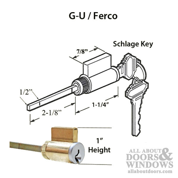 1" American Cylinder – Schlage Keyway, Brass