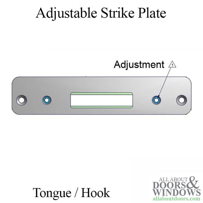 Amesbury Adjustable Flat Strike Plate for Tongue and Hook Bolt Locks – 1-1/4" x 5-29/32"