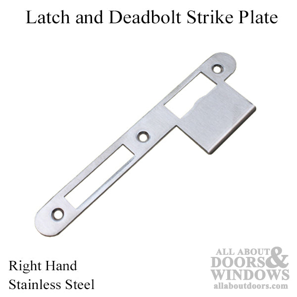 G-U Extended Lip Latch and Deadbolt Strike Plate – 2-1/4" Door, Stainless Steel