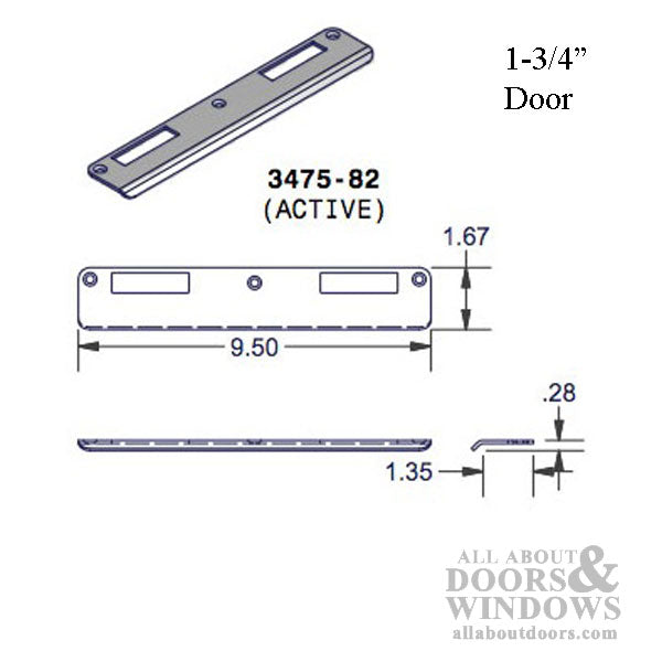 Amesbury Latch & Deadbolt Strike Plate – Flat Lip, 1-3/4" Door, Stainless Steel