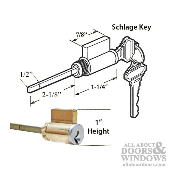 1" American Cylinder with Schlage Keyway – Brushed Chrome
