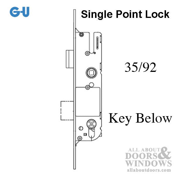 GU Monolock Single Point Lock – 35mm Backset, 92mm PZ, Silver