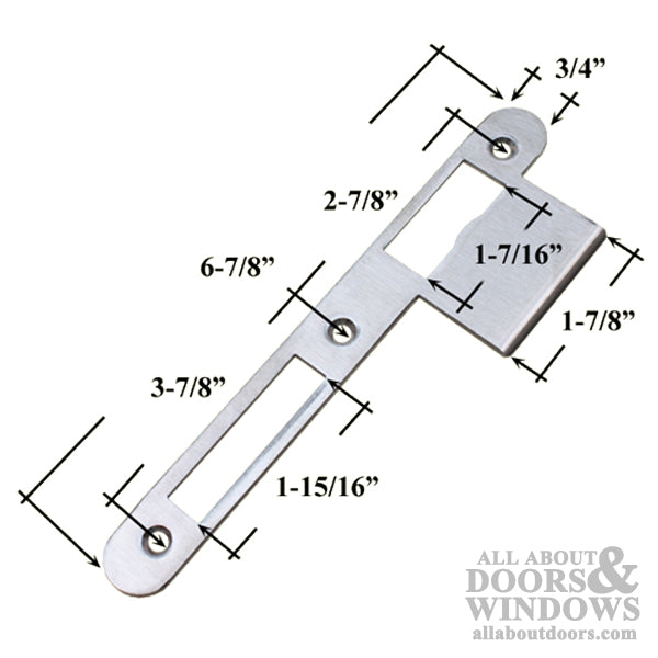 G-U Extended Lip Latch and Deadbolt Strike Plate – 2-1/4" Door, Stainless Steel