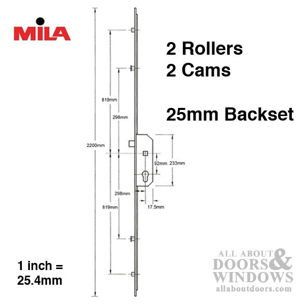 Mila Multipoint Lock – 25mm Backset, 92mm PZ, Latch Only