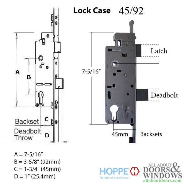 Hoppe HLS9000 Bottom Gear – Roller Version, Automatic Locking, 45mm Backset