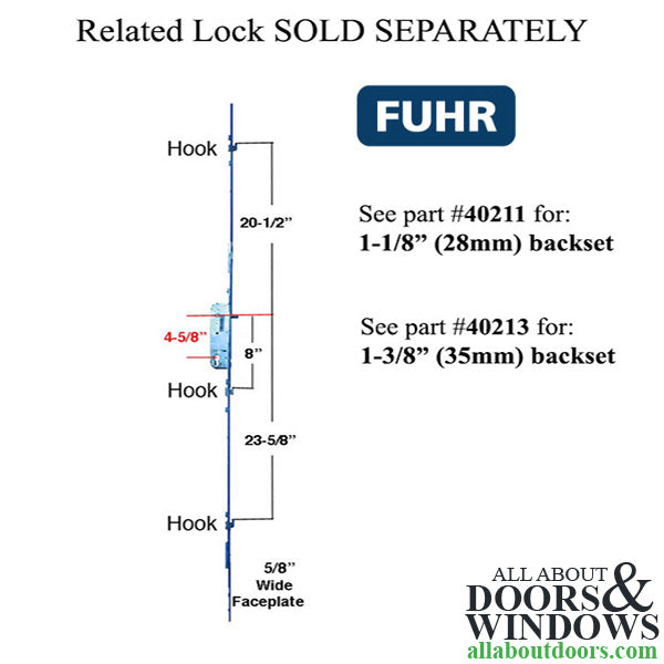 Fuhr Sliding Patio Door Handle Set – L-Type, Active, 120mm PZ
