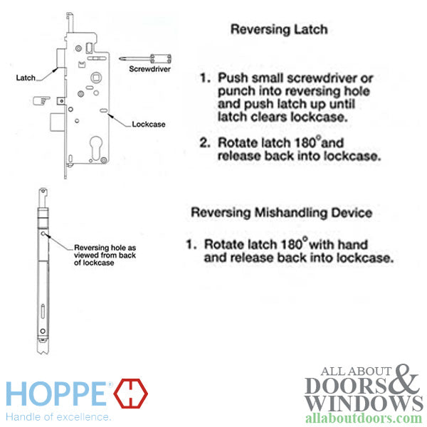 Hoppe Single Point Mortise Lock – 45mm Backset, 92mm PZ, 1" Deadbolt