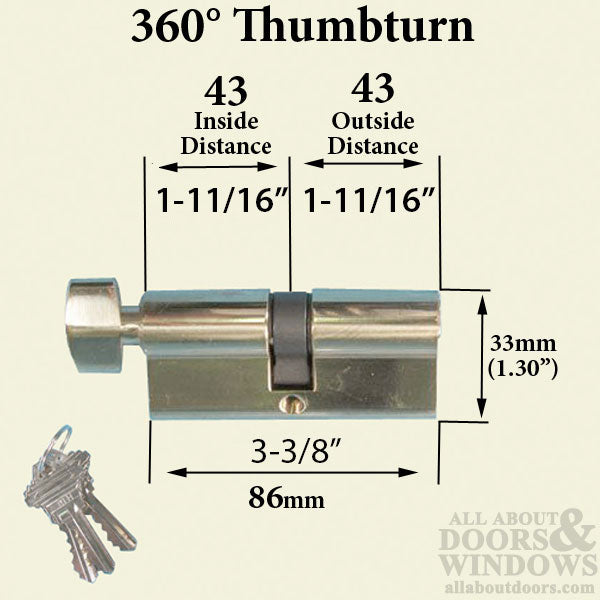 Schlage 360° Profile Cylinder with Small Knob – 3-5/8" Housing, Polished Brass
