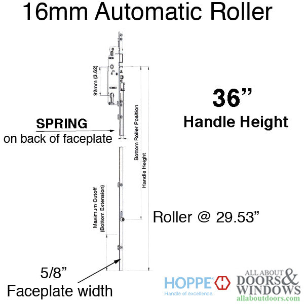 Hoppe HLS9000 Bottom Gear – Roller Version, Automatic Locking, 45mm Backset