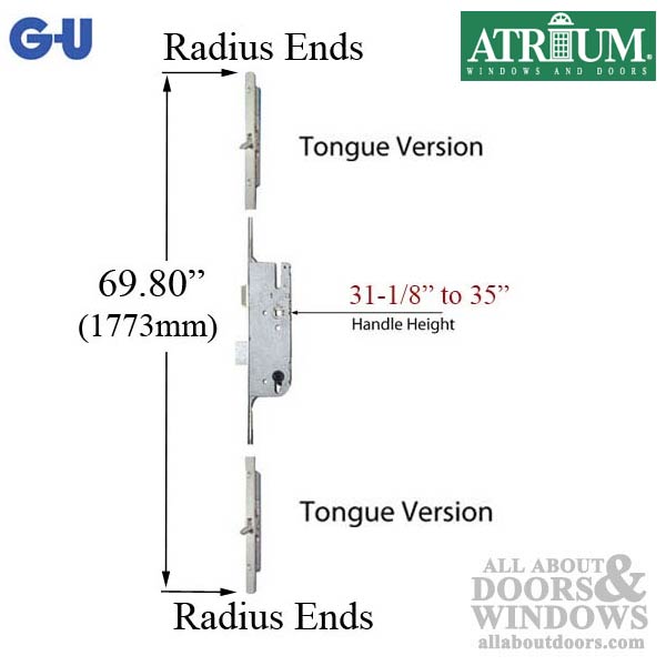 Atrium Multipoint Lock Replacement Kit – 45mm Backset, 92mm PZ, 16mm Faceplate