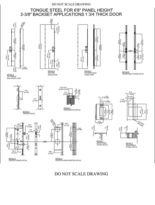 Sentry XL Triple Latch Multipoint Lock for 6' 8" Doors – 60mm Backset