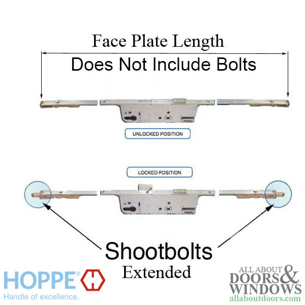 Hoppe Multipoint Lower Extension with Tongue and Shootbolt – 45mm Backset, 92mm PZ, 39-5/8" Handle Height