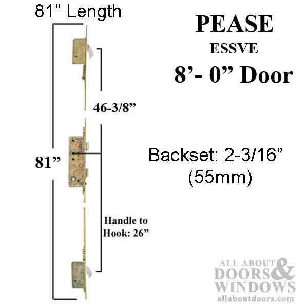 Multipoint Lock Replacement Kit for ESSVE – 8' Doors, 60mm Backset, 92mm PZ