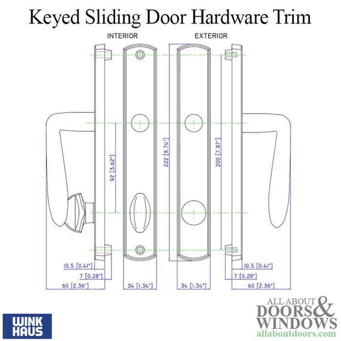 Winkhaus Botticelli Keyed Entry Trim for Sliding Patio Doors – Left Hand