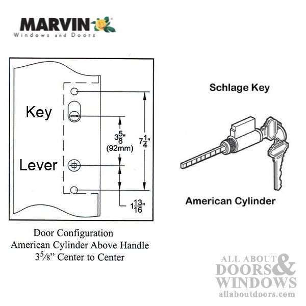 Marvin Active Door Keyed Trim – Brass PVD, Schlage Keyway