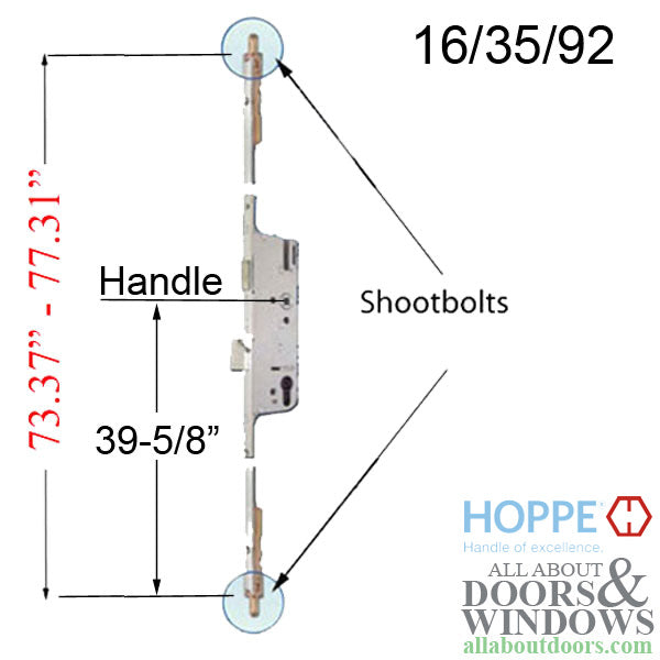 Hoppe Shootbolt Multipoint Lock Replacement Kit – 35mm Backset, 92mm PZ, 39-5/8" Handle Height