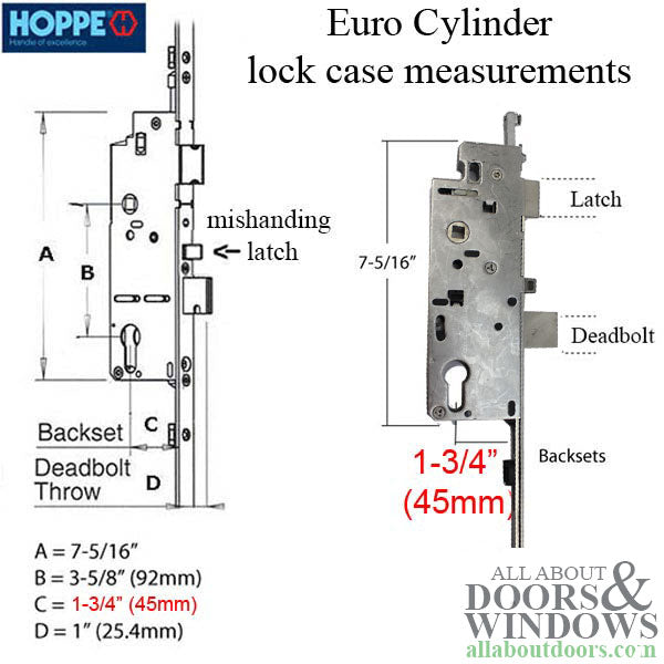 Hoppe Multipoint Lock – 45mm Backset, 92mm PZ, 36" Handle Height, 24.41" Tongue