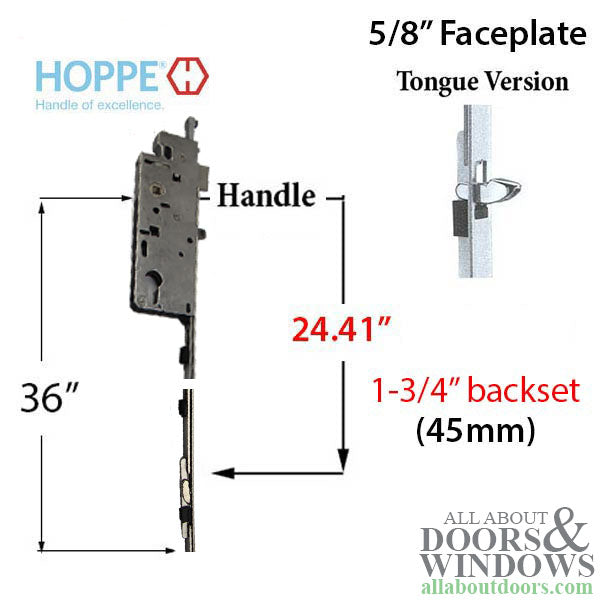 Hoppe Multipoint Lock – 45mm Backset, 92mm PZ, 36" Handle Height, 24.41" Tongue