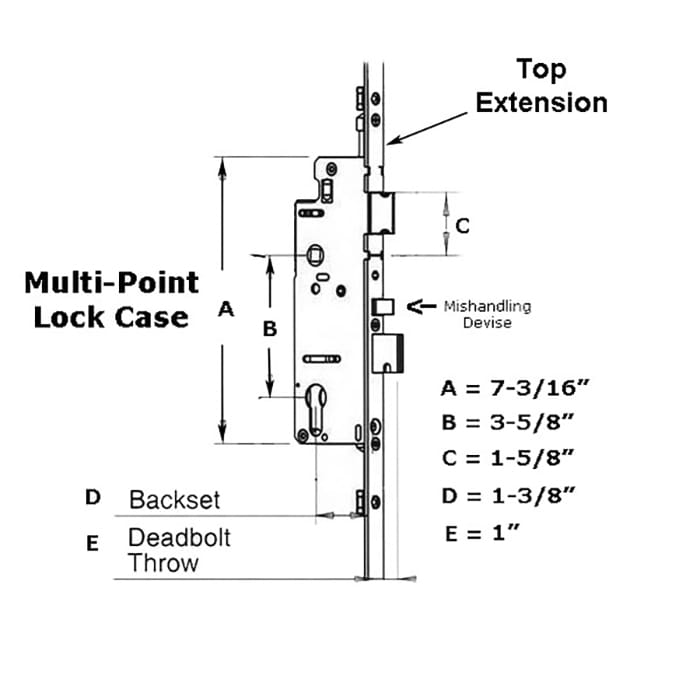 Hoppe Automatic Gear Bottom Assembly – 35mm Backset, 92mm PZ, 37" Handle Height