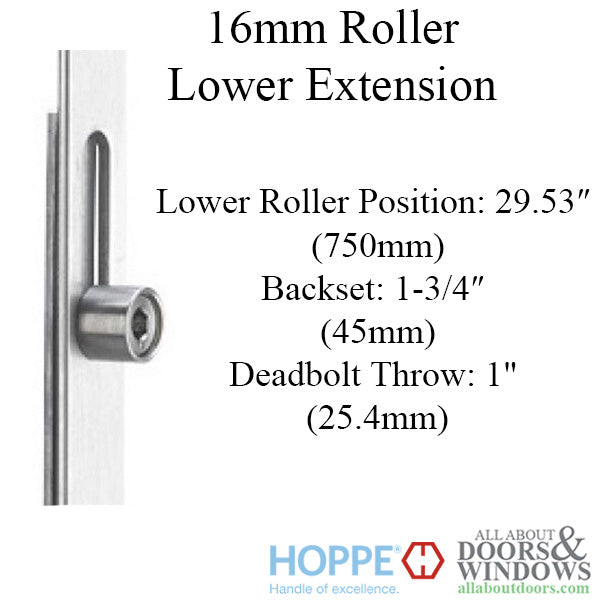 Hoppe HLS9000 Bottom Gear – Roller Version, Automatic Locking, 45mm Backset