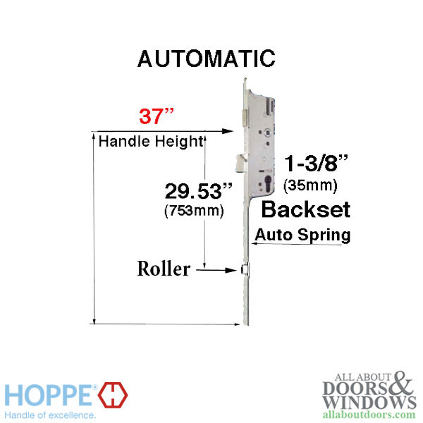 Hoppe Automatic Gear Bottom Assembly – 35mm Backset, 92mm PZ, 37" Handle Height