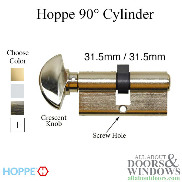 Hoppe 90° Profile Cylinder with Crescent Knob – 31.5/31.5mm, Schlage Keyway
