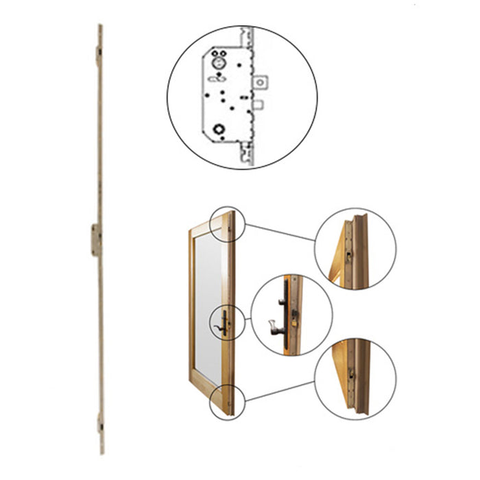 Andersen Active Multipoint Lock for 8' French-wood Hinged Doors – 51mm Backset, 106mm PZ, Stainless Steel
